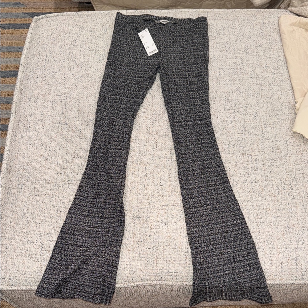 Urban Outfitters Textured Knit Flare Pants in Charcoal